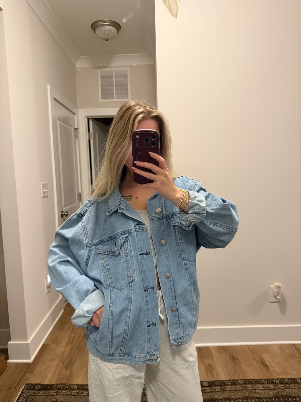 Princess Polly Light Blue Oversized Denim Jacket